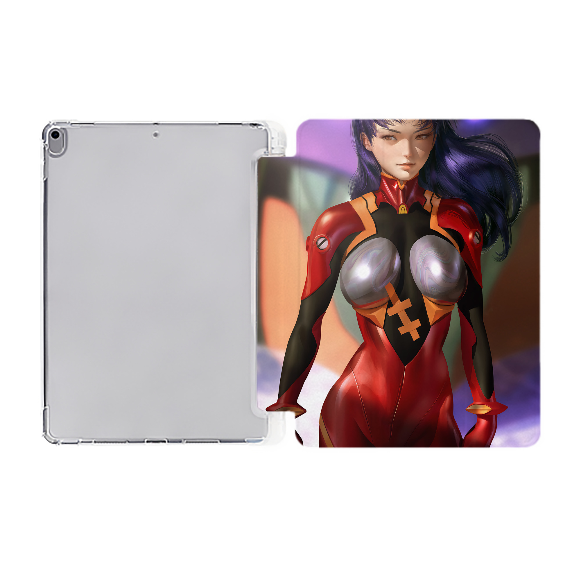 （画像用） EVA 新世紀エヴァンゲリオン IPad ケース ペン収納付き 三つ折りスタンド PUレザー×シリコン 対応機種9.5/10.5/10.9インチ